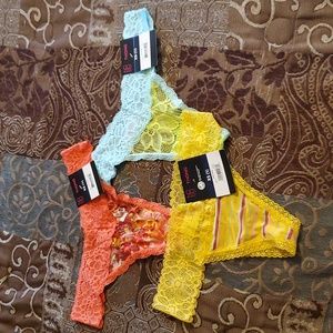 Thong Underwear, 3 Pair  NWT  Beautiful Colors!